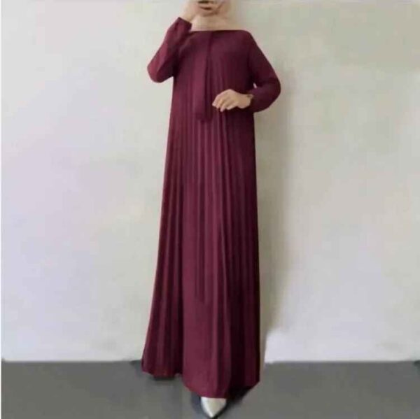 عباية نسائية بأكمام طويلة بلون موحد - Image 2