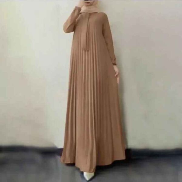 عباية نسائية بأكمام طويلة بلون موحد - Image 3