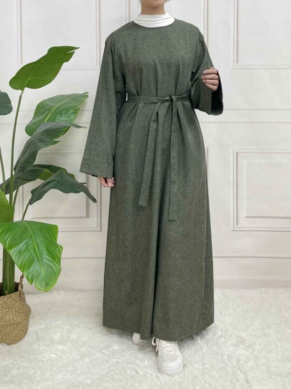 عباية نسائية بأكمام طويلة مع حزام – تصميم أنيق ومحتشم لفصلي الربيع والخريف - Image 4